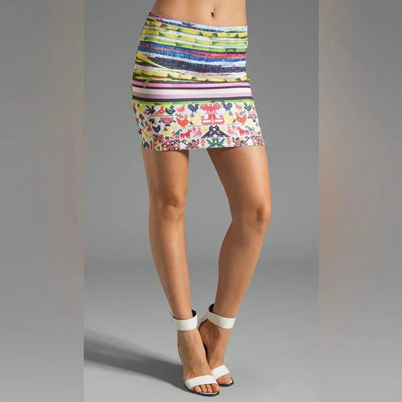 Clover Canyon Vintage Surf Shack Neoprene Bodycon Fitted Mini Skirt Size XS - Picture 2 of 9